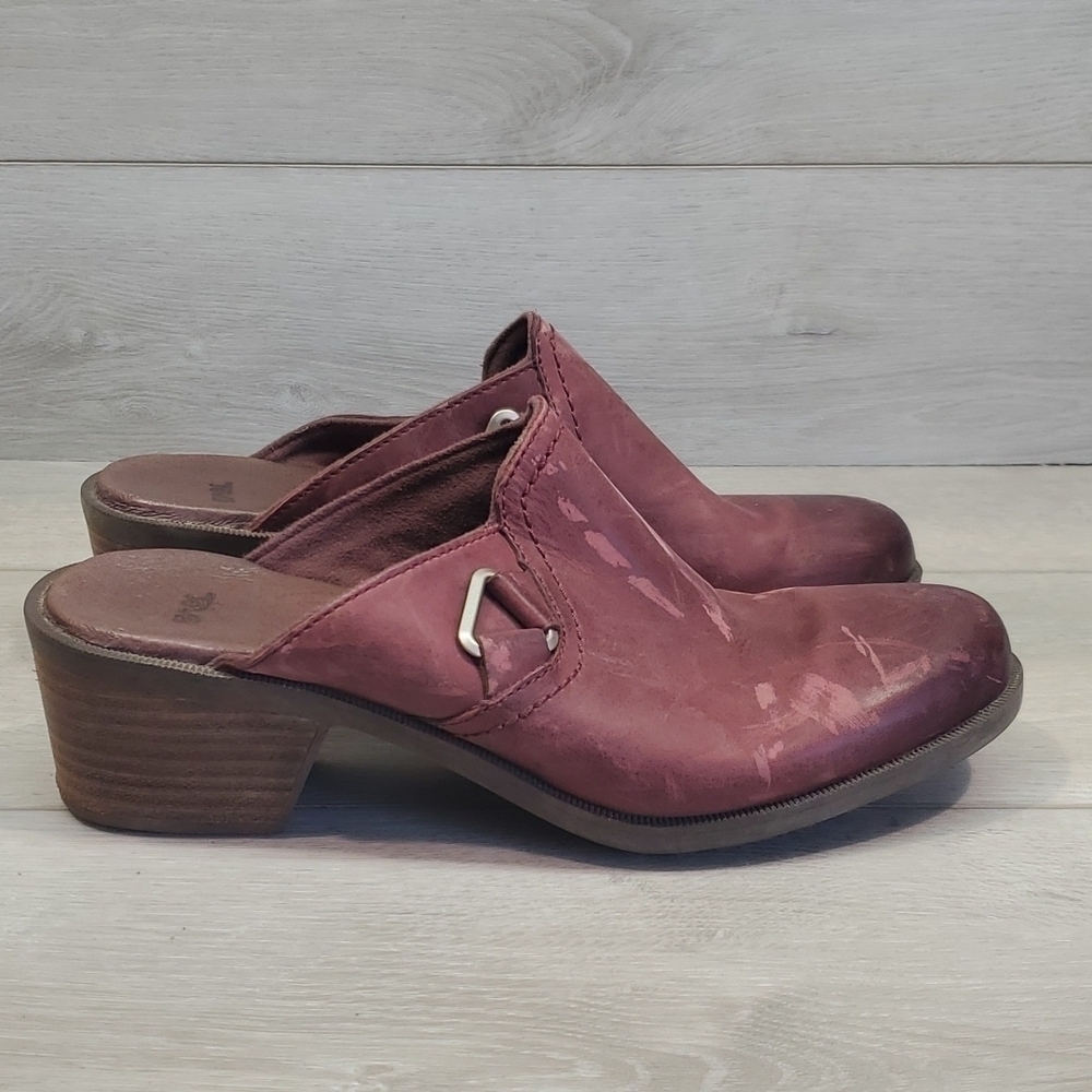 Teva Women Leather Nubuck Mary Jane Mules Heels shoes sz 9.5
